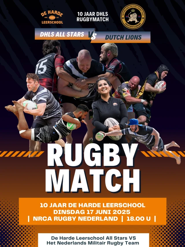 Op 17 juni 2025 viert de De Harde Leerschool hun 10-jarig bestaan! 🎉

De Harde Leerschool All Stars zal het voor dit jubileum opnemen tegen niemand minder dan de Dutch Lions (het Nederlands Militair Rugby Team) 🔥

Zij zetten zich beiden al jaren in voor weerbaarheid en tijdens deze bijzondere dag spelen ze tegen elkaar om de kracht van samenwerking en respect te benadrukken!

Kom gezellig langs, iedereen is welkom bij deze wedstrijd!🏉💪

#rugby #dehardeleerschool #wedstrijd