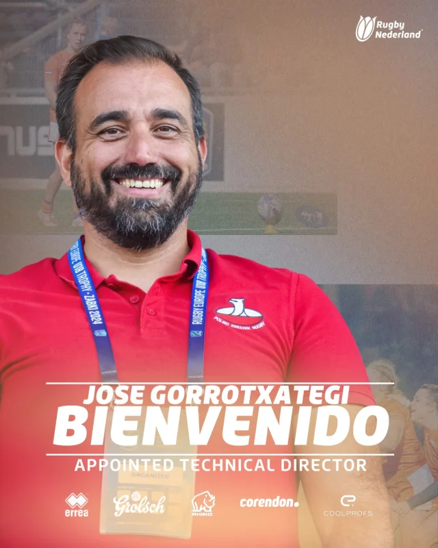 Bienvenido (welkom) Jose Gorrotxategi als nieuwe Technisch Directeur! 🏉

Op 1 augustus begint Jose bij Rugby Nederland. We heten hem uiteraard van harte welkom. “Met de komst van Jose zetten we een stevige stap richting een hoger niveau van rugby in Nederland – met meer professionaliteit, betere prestaties en meer betrokkenheid in de hele rugbygemeenschap,” aldus Simone de Bruin, bestuurslid Toprugby.

🔗 Lees het hele persbericht op rugby.nl

#RugbyNederland #RugbyEurope #TeamKPNSportfonds #KPN #Grolsch #CoolProfs #Errea #Corendon #Rhino #nutrisense #WorldRugby